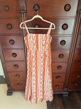 Parterre Floral Striped Maxi Dress with Spaghetti Straps